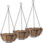 Tosnail 3 Pack 10" Metal Hanging Flower Pots Hanging Planters Plant Basket - Image 2
