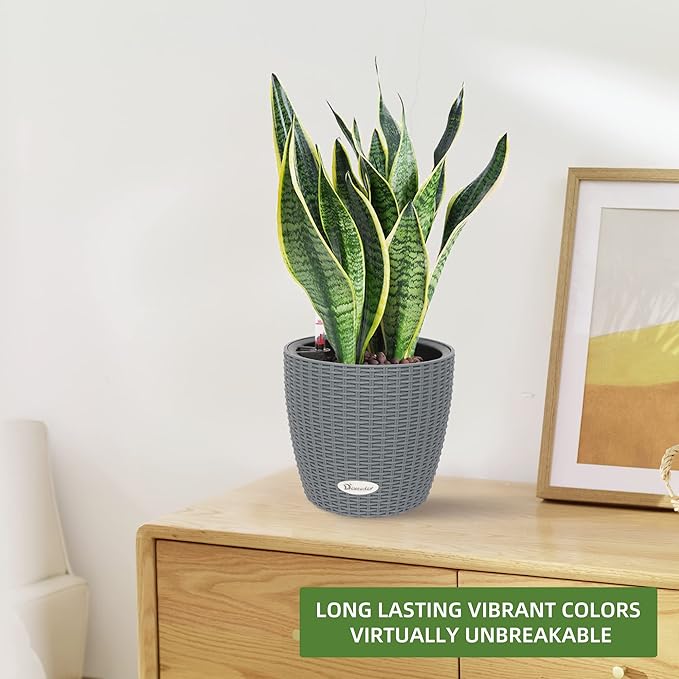 Dexceder 9x8 Inches Rattan Self Watering Planter Indoor Outdoor, Inner Pot - Image 6