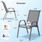 ONBRILL Patio Chairs set of 6, Easy Assembly Stackable Outdoor Dining Chairs - Image 2