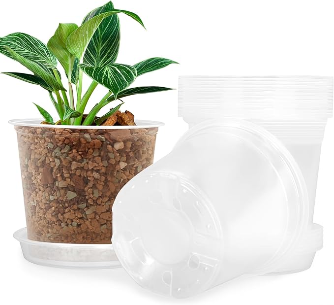 7 Inch Clear Nursery Pots for Plants by FUIJOL