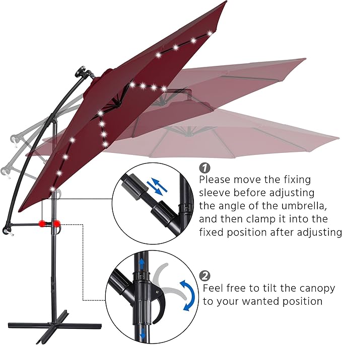 Yaheetech 10FT Solar Offset Umbrella - Image 5