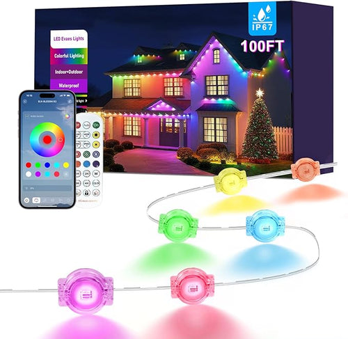 100FT Permanent Outdoor Lights for House, 2025 RGB LED Waterproof Christmas by BonvePet
