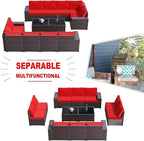 Kullavik 12 Pieces Outdoor Patio Furniture Set PE Wicker Rattan Sectional Sofa - Image 7