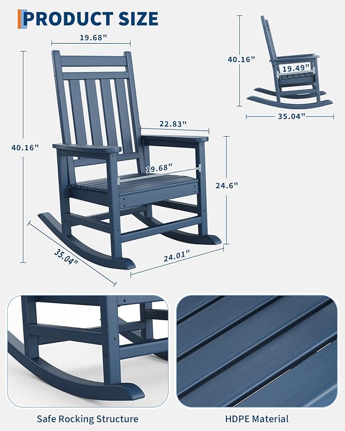 GarveeLife Poly Lumber Rocking Chair Outdoor Set of 4 - Image 2
