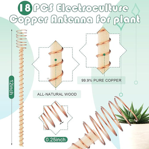 18 Pcs Electroculture Plant Stakes 12 Inches Long Copper Garden Stakes - Image 2