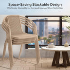 VINGLI PE Rattan Outdoor Dining Chairs Set of 4, Plastic Stackable Patio Chairs - Image 4