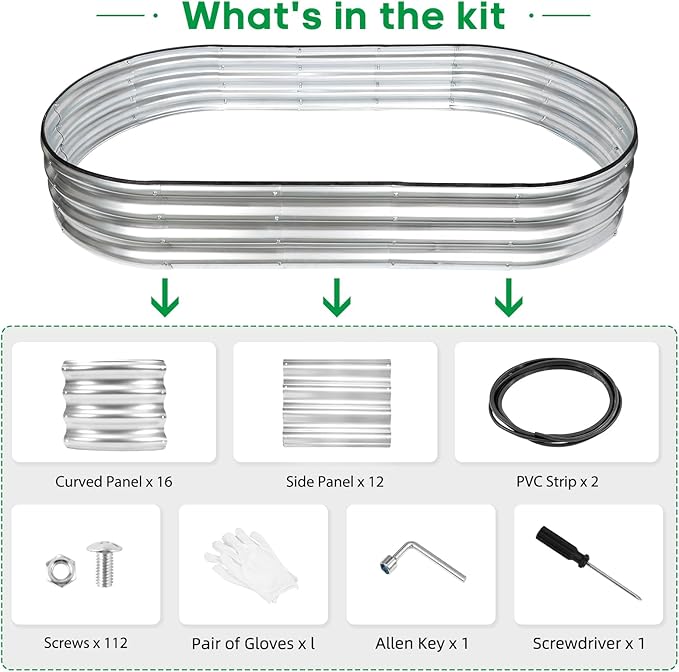JERIA 2 Pcs 6×3×1ft Oval Raised Garden Bed, Galvanized Raised Garden Bed Kit - Image 3