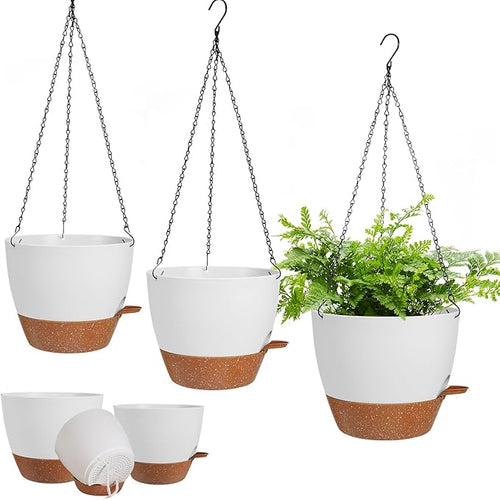 3 Pack Hanging Planter Indoor Outdoor Flower Pots 7/6.5/5 Inch, Self-Watering by Lucieblessdesign