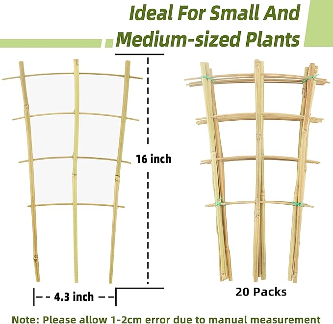 Bamboo Trellis for Climbing Plants 20 Pack, 16 Inch Garden Ladder Trellis for - Image 5
