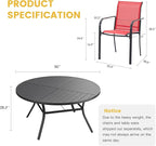 VICLLAX Patio Table and Chair Set of 6, All Weather Metal Round Outdoor Dining - Image 7