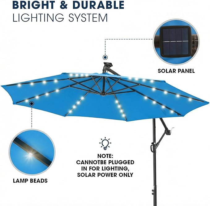 wikiwiki 10ft Solar LED Patio Umbrella - Image 3