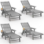 Patio Chaise Lounge Chair Set of 4, Oversized Lounge Chair Outdoor by THOEOE