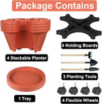 GameXcel Vertical Planter 4 Tier Stackable Planters Garden Planters Strawberry - Image 8