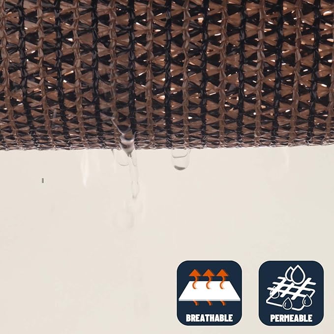 SUNNY GUARD Custom Size 8'x15' Brown Sun Shade Sail Rectangle UV Block Shade - Image 5