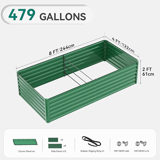 YITAHOME 8x4x2ft Large Raised Garden Bed Kit, Galvanized Metal Planter Box - Image 8