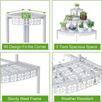 3 Tier Plant Stand Semi-Circular Flower Pot Organizer Rack Quarter Round Plant - Image 4