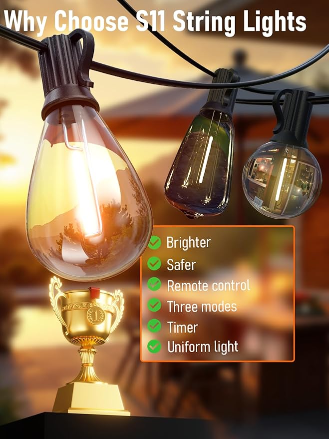 luckystyle 100FT LED Outdoor String Lights - Image 3