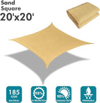 KANAGAWA Sun Shade Sail 20'x20' Sand Rectangle UV Block Canopy Awning Shelter - Image 2