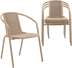 VINGLI PE Rattan Outdoor Dining Chairs Set of 4, Plastic Stackable Patio Chairs by VINGLI