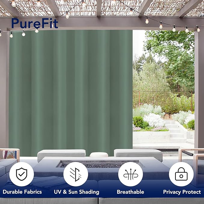 PureFit Outdoor Curtains for Patio Waterproof Weatherproof, UV Resistant - Image 3