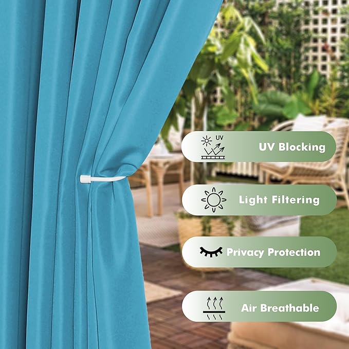 HolidayIdeas Outdoor Curtains for Patio Waterproof, 6 Panels - Image 3