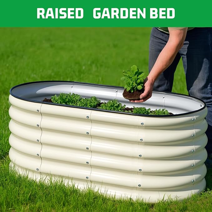 SnugNiture 3 Pcs 4x2x1.5ft Raised Garden Bed Outdoor, Oval Raised Garden Bed Kit - Image 4