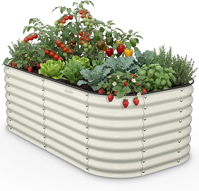 Kesfitt Raised Garden Bed Outdoor, Galvanized Steel Metal Raised Bed Planter by Kesfitt