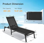ONBRILL Aluminum Chaise Lounge Chair Outdoor, Foldable & Assembly Free Outdoor - Image 2
