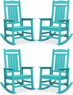 SERWALL HDPE Outdoor Rocking Chair Set of 4, Patio Rocking Chairs, All-Weather by SERWALL