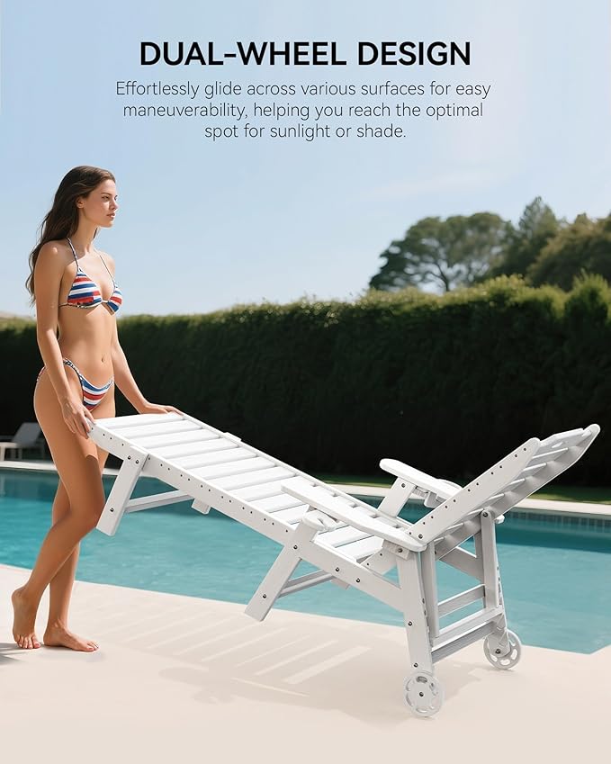 Carauci Lounge Chair Outdoor, HDPE Chaise Lounge - Image 4