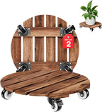 2pack Wood Plant Caddy With Wheels Heavy Duty Red Brown, 264 Lbs Capacity by Idzo