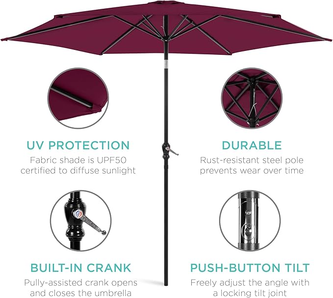 Best Choice Products 10ft Outdoor Table Compatible Steel Polyester Market Patio - Image 5