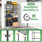 BestOffice Storage Shelves 6 Tier Metal Shelves Adjustable Garage Shelving Wire - Image 5