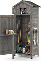 Goplus All-in-One Storage Shed, Vertical Utility Tool Organizer w/Shelves & by Goplus