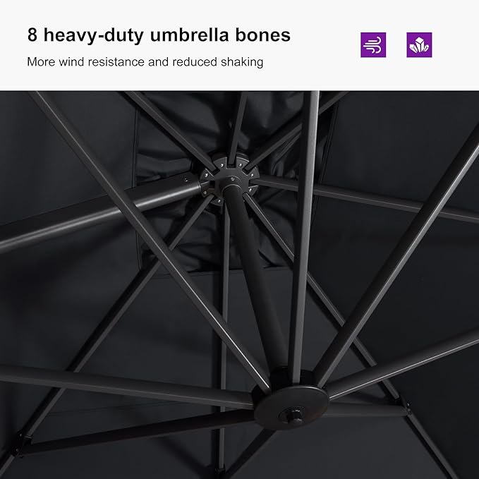PURPLE LEAF 9'×11.5' Cantilever Patio Umbrella - Image 6