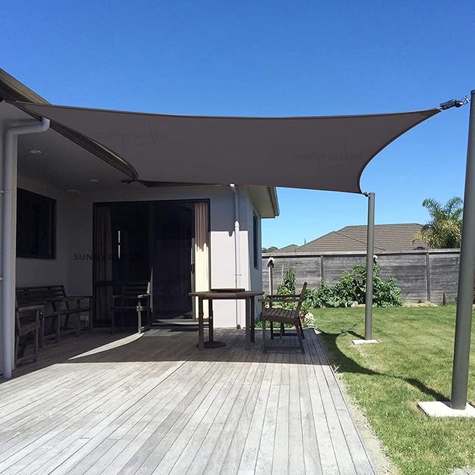 SUNNY GUARD Custom Size 7'x16' Dark Grey Sun Shade Sail Rectangle UV Block Shade by SUNNYGUARD