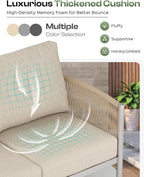 Aluminum Outdoor Patio Couch, 3 Seats HDPE Rope Patio Sofa - Image 6
