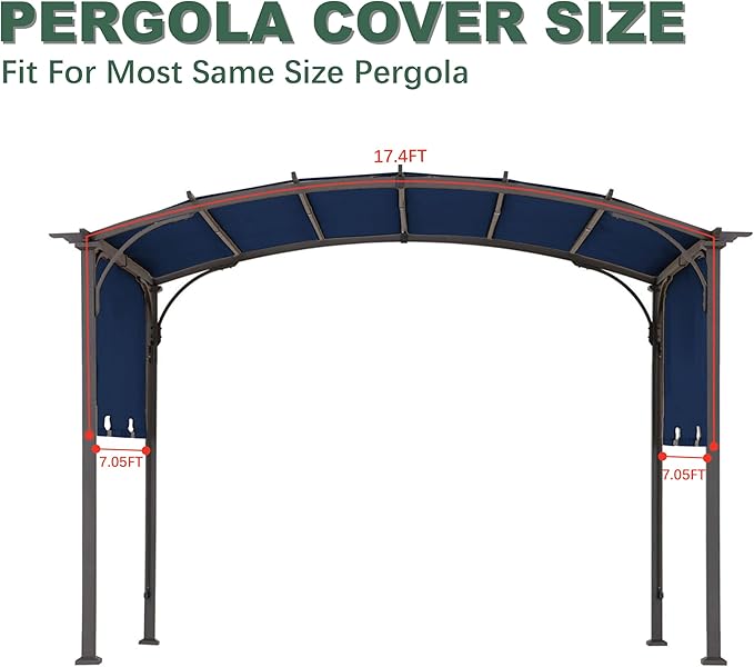85''x 208'' Universal Doubleton Steel Pergola Replacement Cover - Image 4