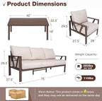 Outdoor Patio Furniture Set, 4 Pieces Metal Patio Furniture Set - Image 5