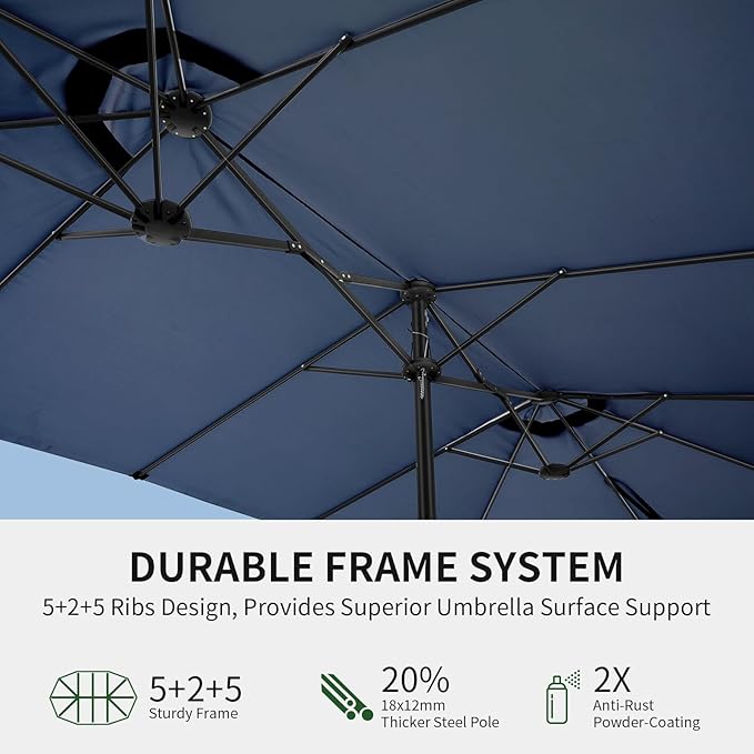 OLILAWN Patio Table Umbrella, 15ft Large Deck Umbrella - Image 5