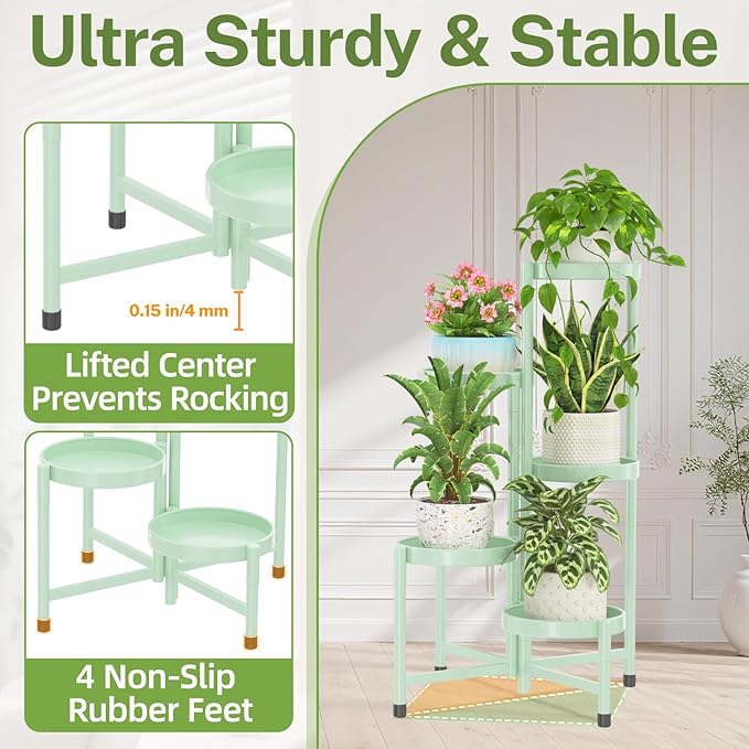 iDavosic.ly Plant Stand Indoor Outdoor, 5 Tier Corner Metal Flower Display - Image 4
