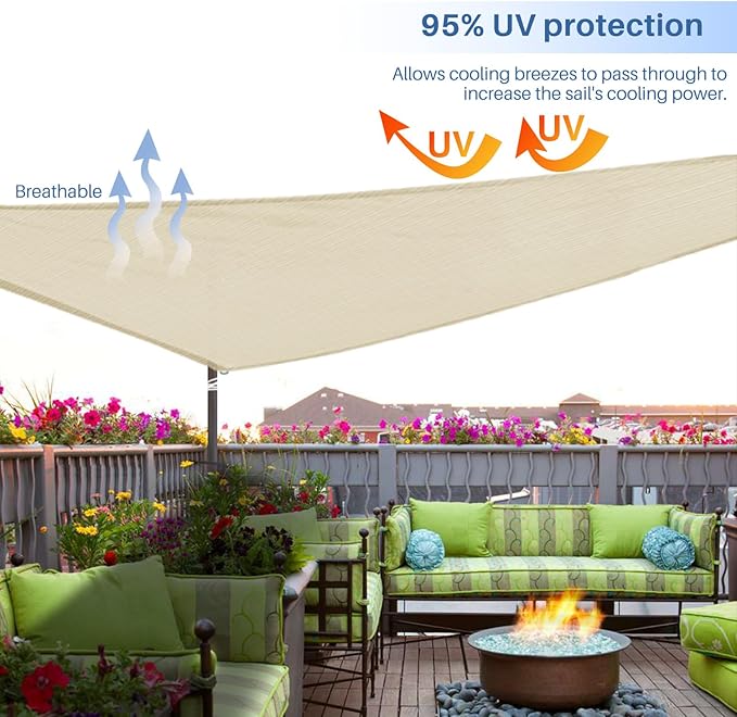 E&K Sunrise 21' x 21' x 21' Sun Shade Sail Triangle Canopy Shade Cover UV Block - Image 5
