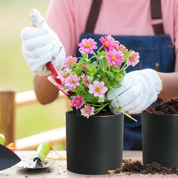 12/10/8 inch Large Deep Plant Pots, 3 Pack Tall Cylinder Flower Pots - Image 7
