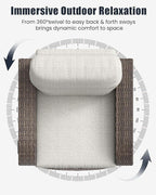 Outdoor Swivel Recliner Chair, All-Weather Wicker Reclining Patio Chair - Image 7