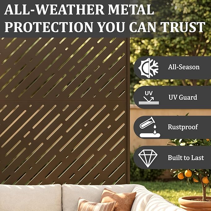 Metal Privacy Screen Outdoor 72x44in – Rustproof Steel Decorative Fence Panel - Image 2