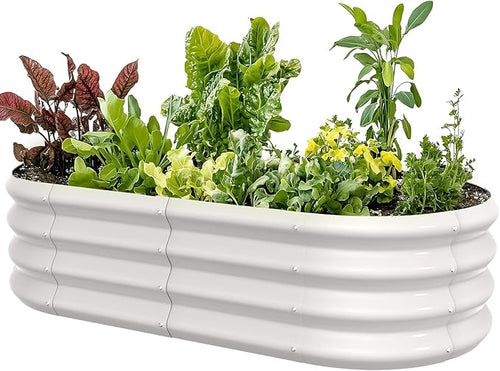 4x2x1ft Oval Galvanized Raised Garden Bed Outdoor 9-in-1 Large Metal Modular by IDEAFAMILY
