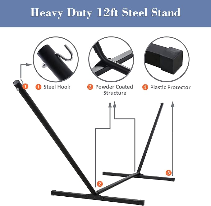 SUNCREAT Double Hammock with Stand Included, Portable Hammock with Stand and - Image 7