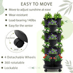 Umigy 2 Set Black 7 Tier Stackable Vertical Planters - Image 6