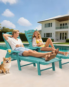 Carauci Lounge Chair Outdoor Set of 2, HDPE Chaise Lounge - Image 2