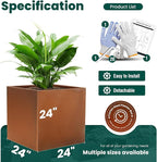 Corten Steel Planter Box Large Outdoor Planter 24 Inch Square Cube Planters - Image 2